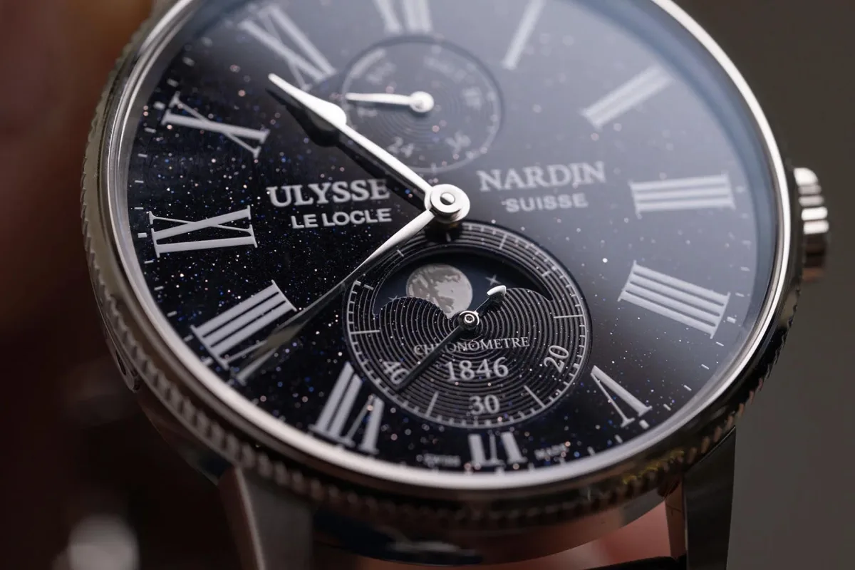 Ulysse Nardin Marine Torpilleur Moonphase Aventurine watch with moonphase