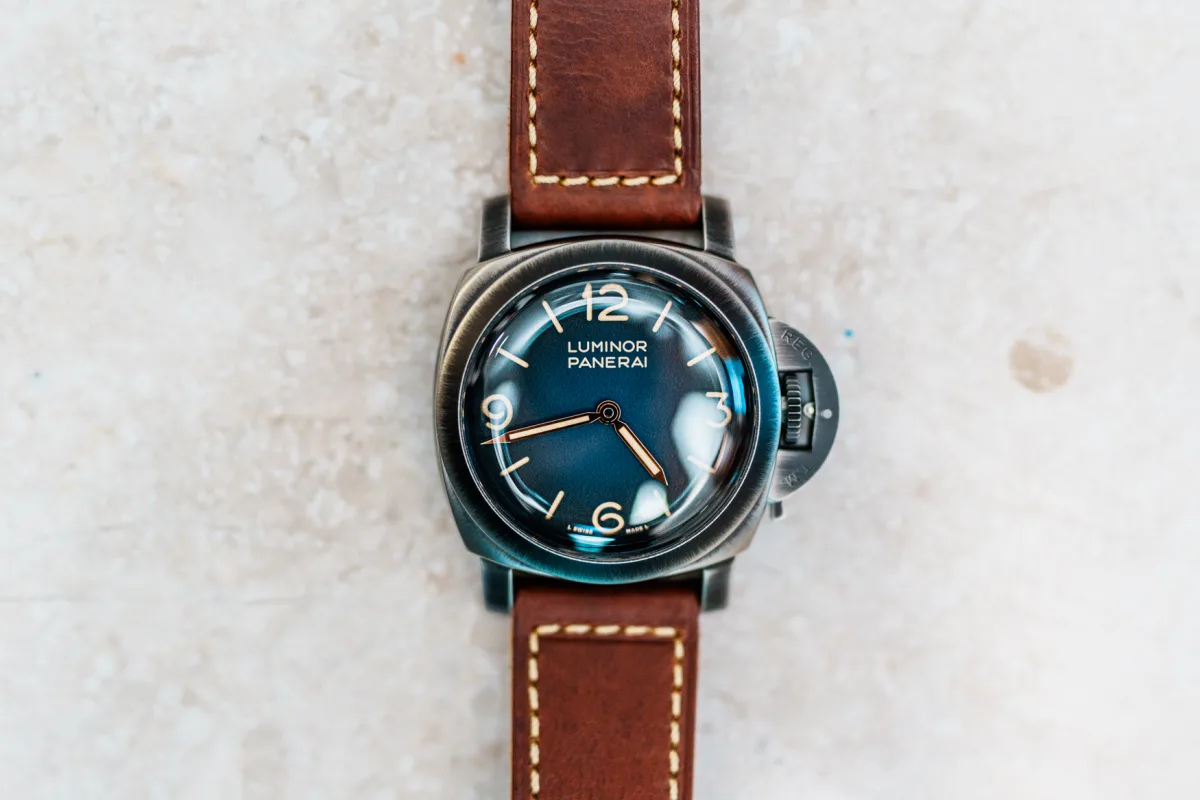 Domed sapphire crystal on PAM02025