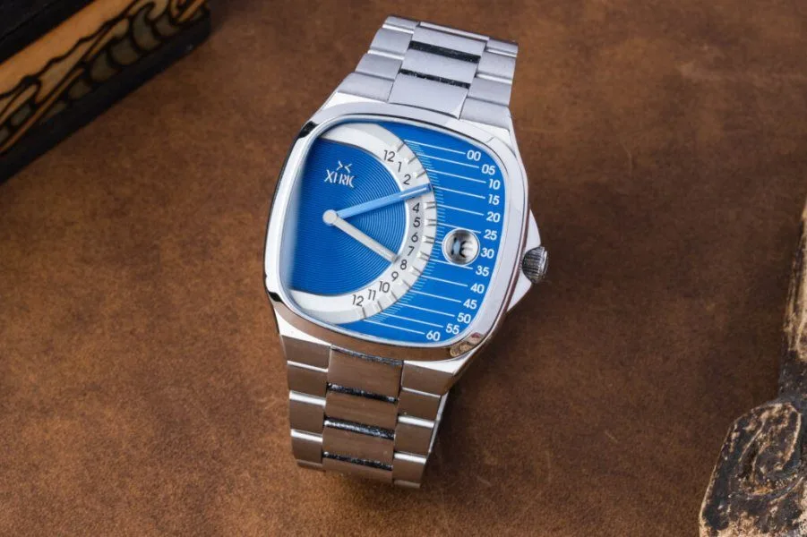 Xeric Timeline Retrograde Automatic watch in close-up