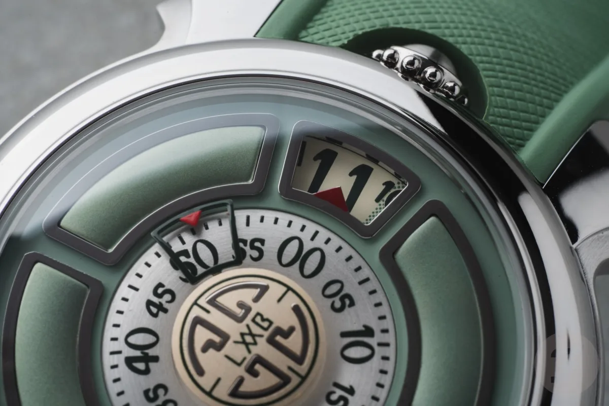 View of the La Joux-Perret movement through the case back.