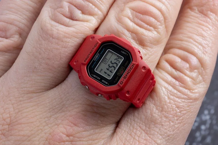 Casio G-Shock Nano DWN5600 ring watch on display