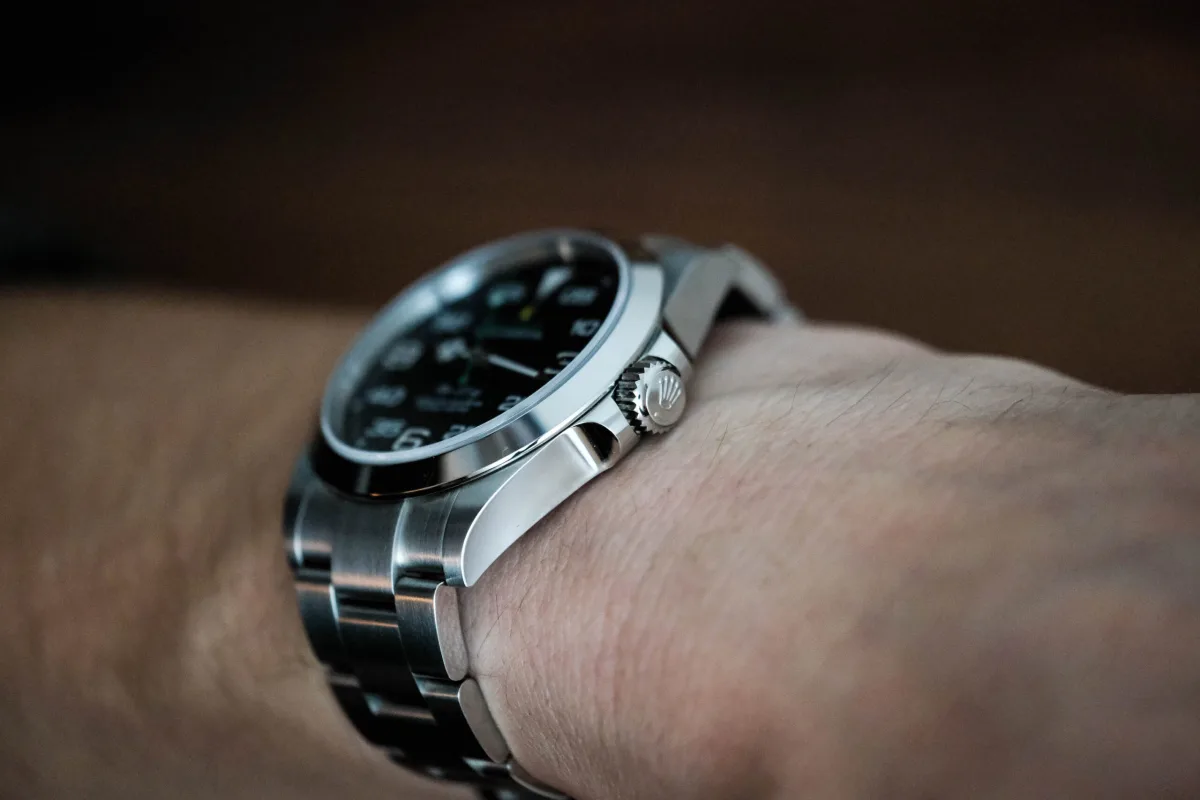 Rolex Air-King 126900 on wrist, showcasing bracelet