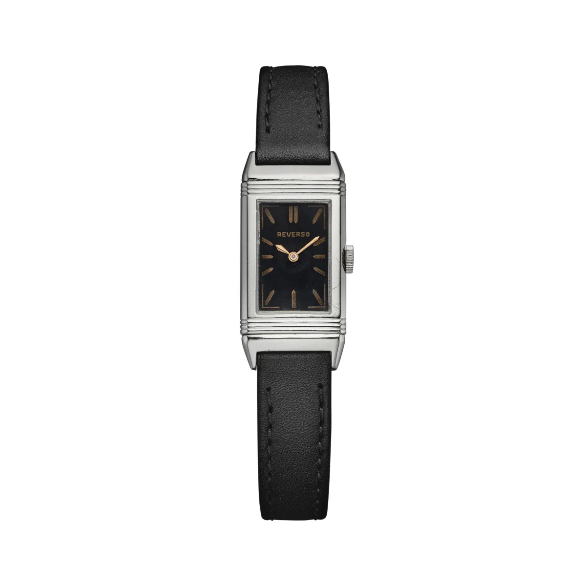 Reverso 1931 with black dial and calfskin straps