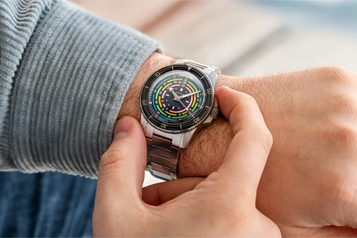 Héron Marinor dive watch with steel bracelet