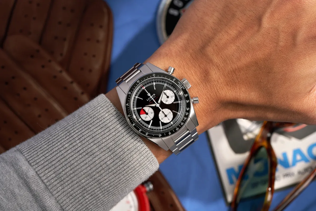 Lorier Olympia chronograph watch with black dial