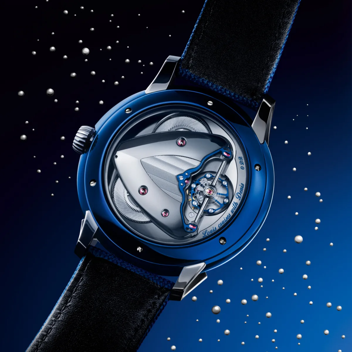 Interchangeable watch straps with polished titanium buckle