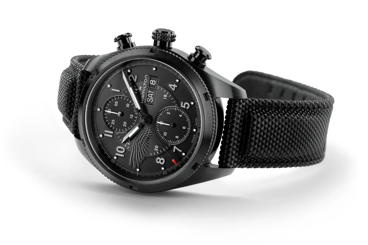 Hamilton H-21 movement visible through sapphire case back