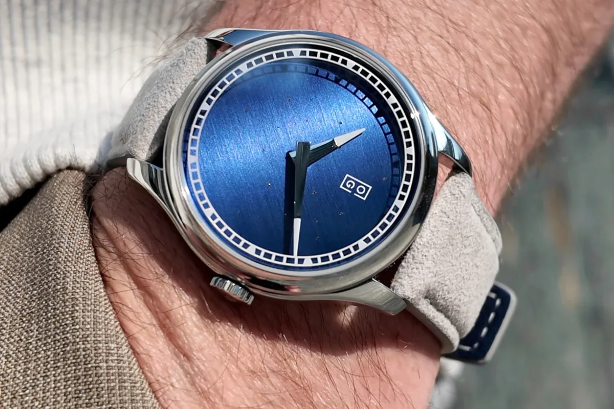 Oliver Gallaugher Deep Space Blue with Alcantara leather strap