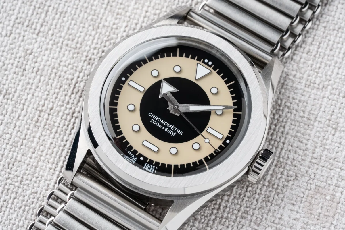 Longines Heritage Classic Tuxedo dial detail