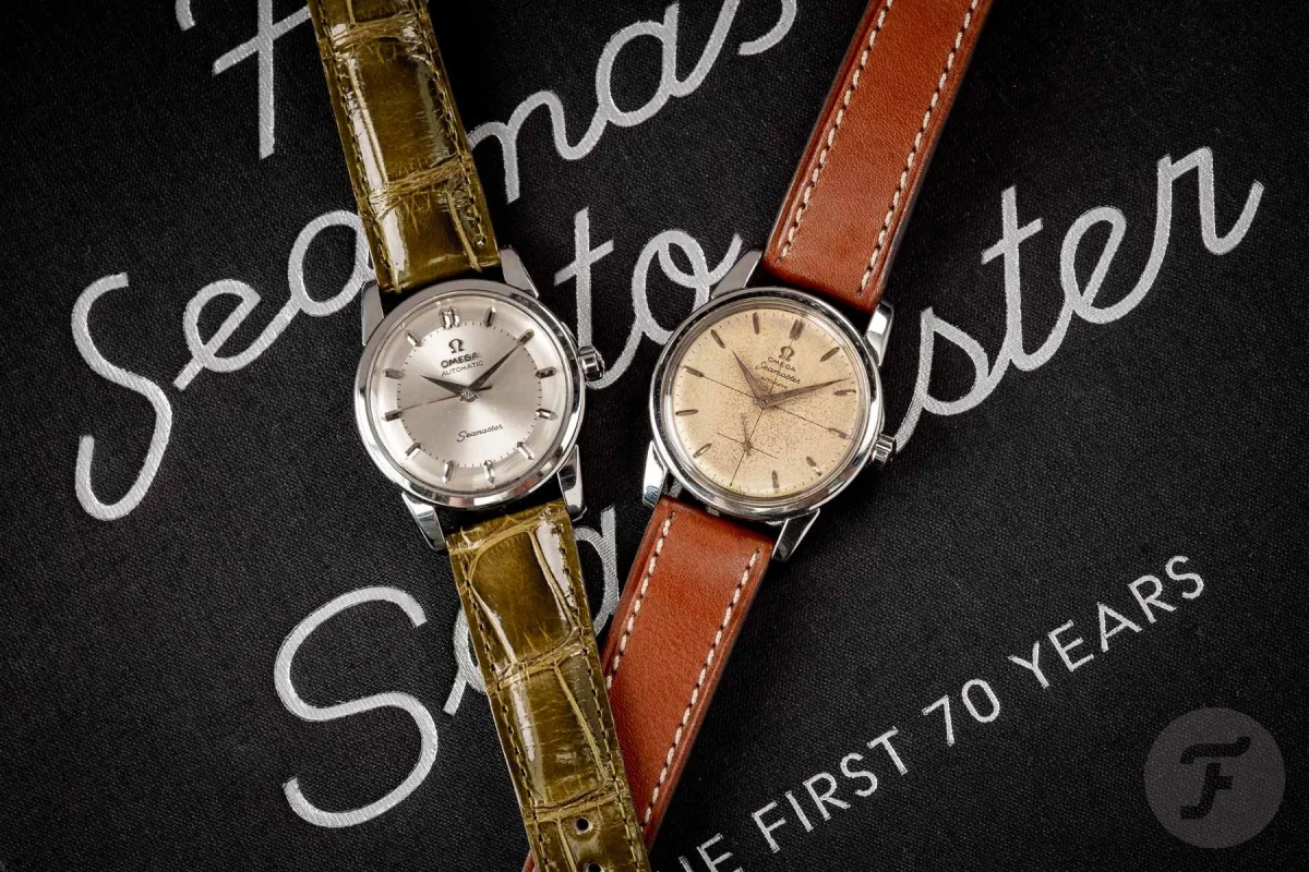 Vintage watch displaying patina on the dial
