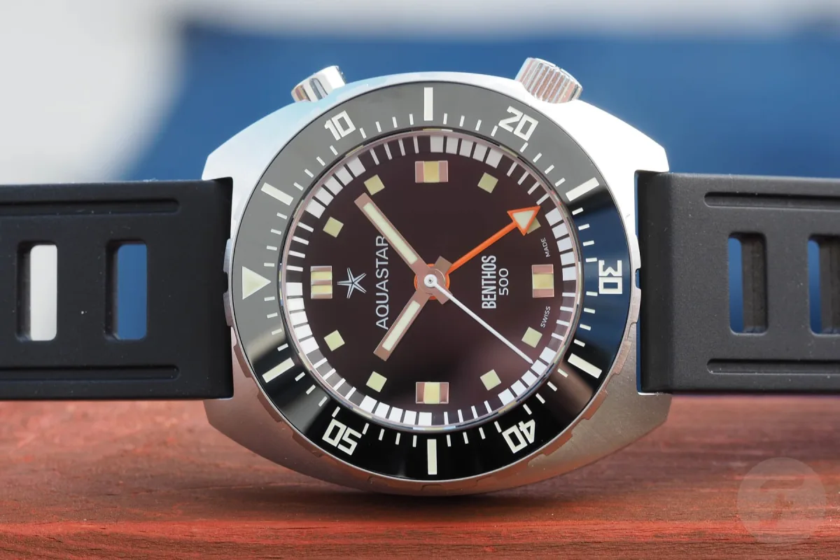Close-up of a chronograph watch dial