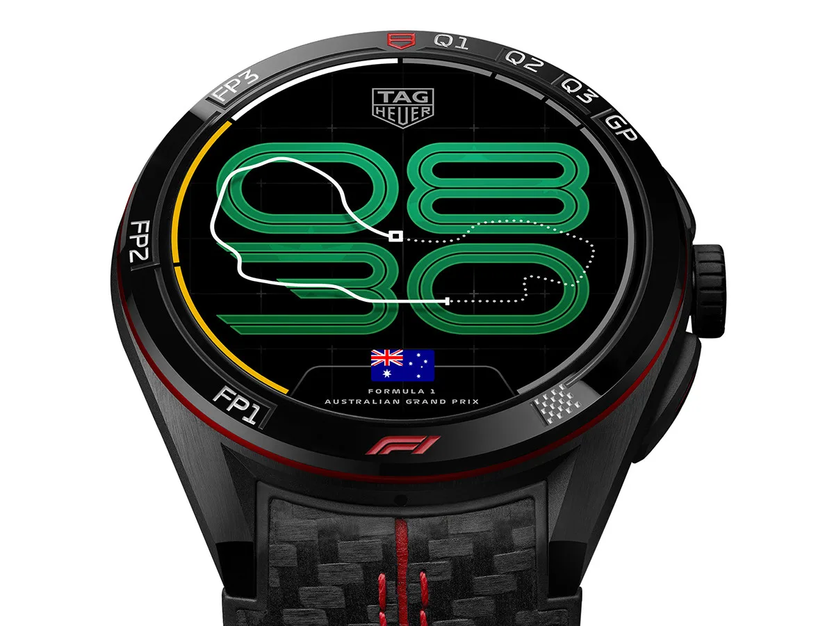 Close-up of the TAG Heuer Connected Calibre E5 45mm case