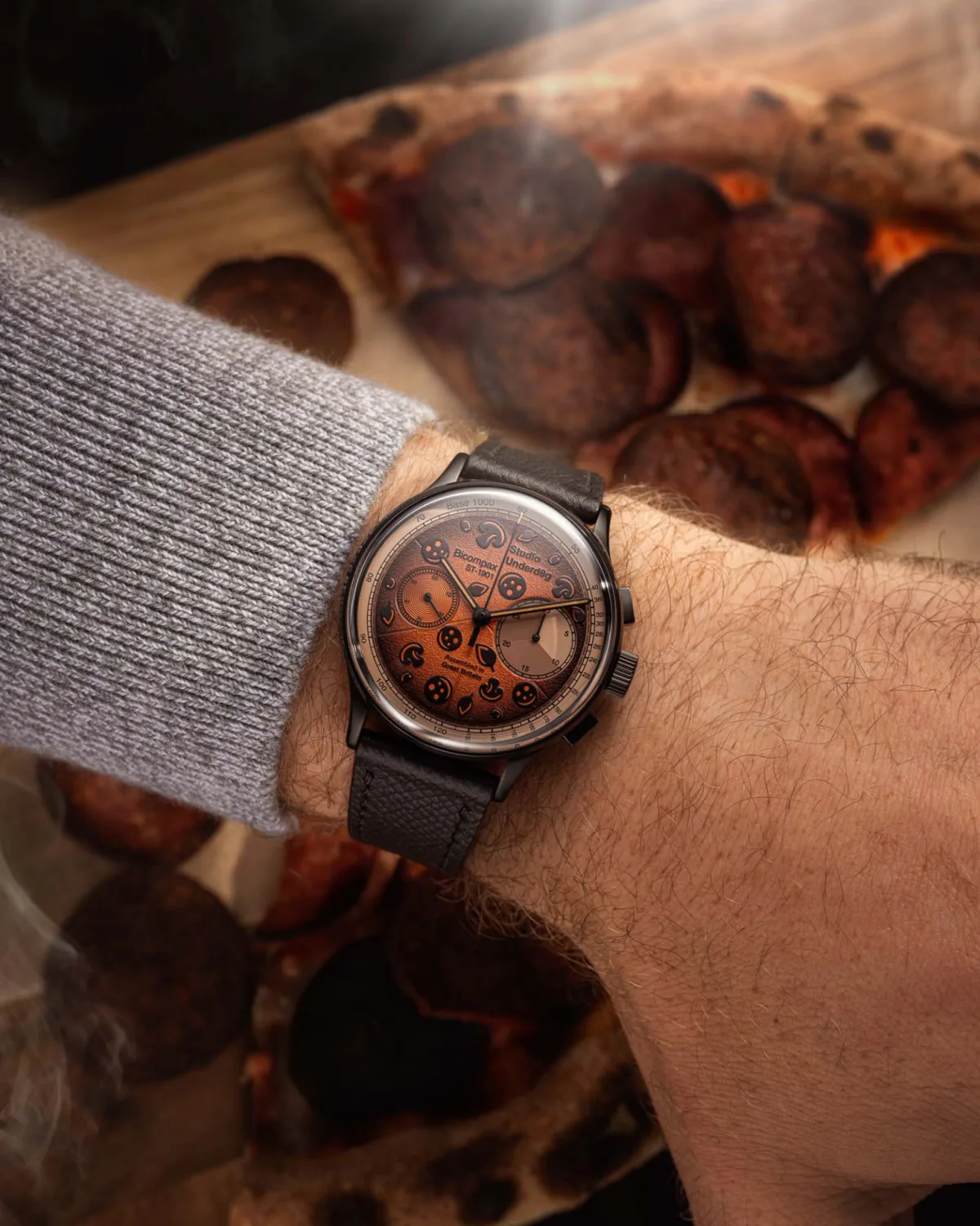 Studio Underd0g Burnt Pizza watch with unique dial