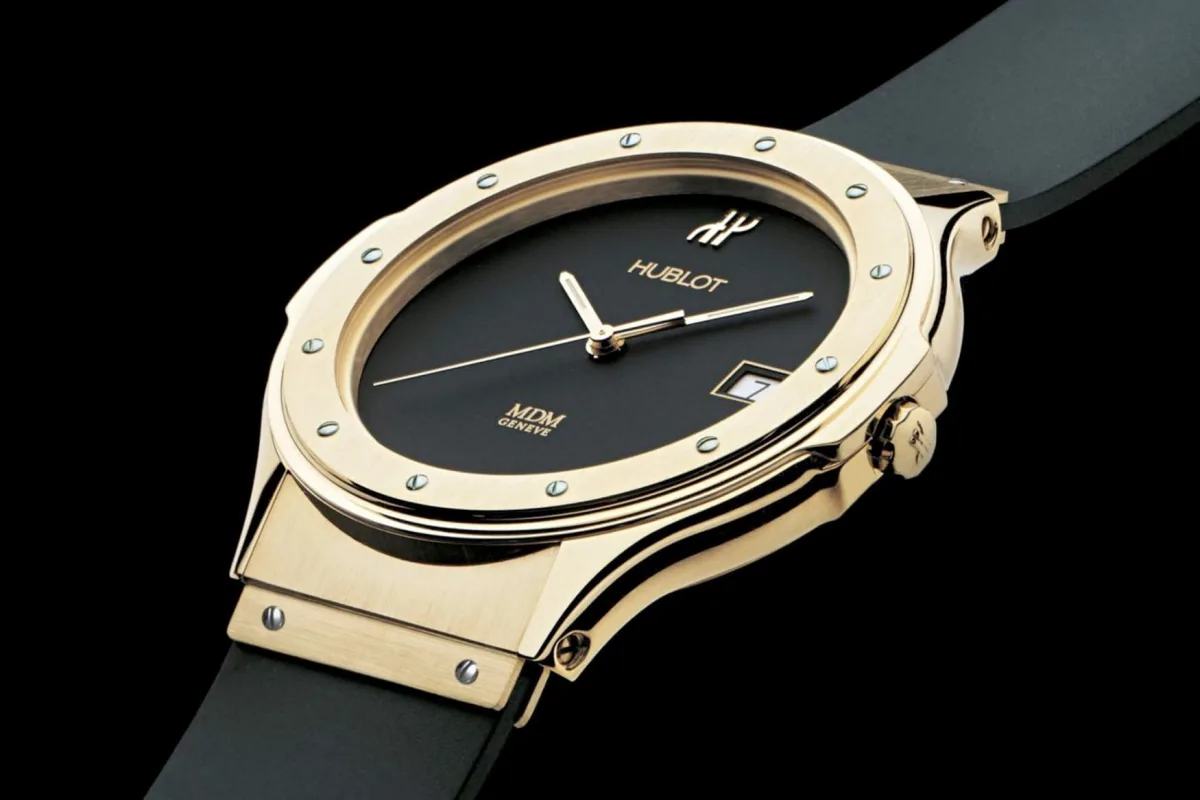 Hublot Classic gold watch with rubber strap
