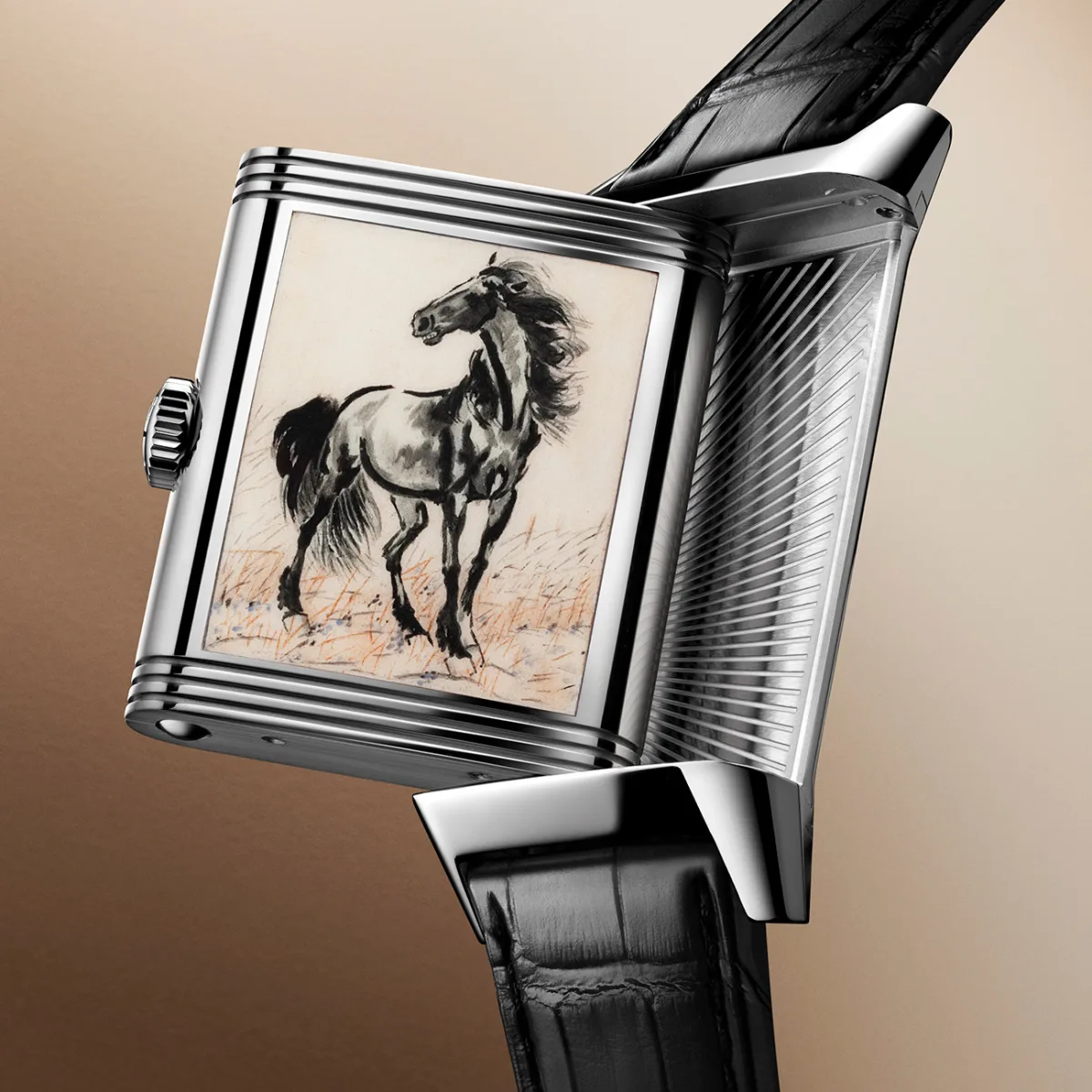 Rear of Jaeger-LeCoultre watch featuring Xu Beihong artwork