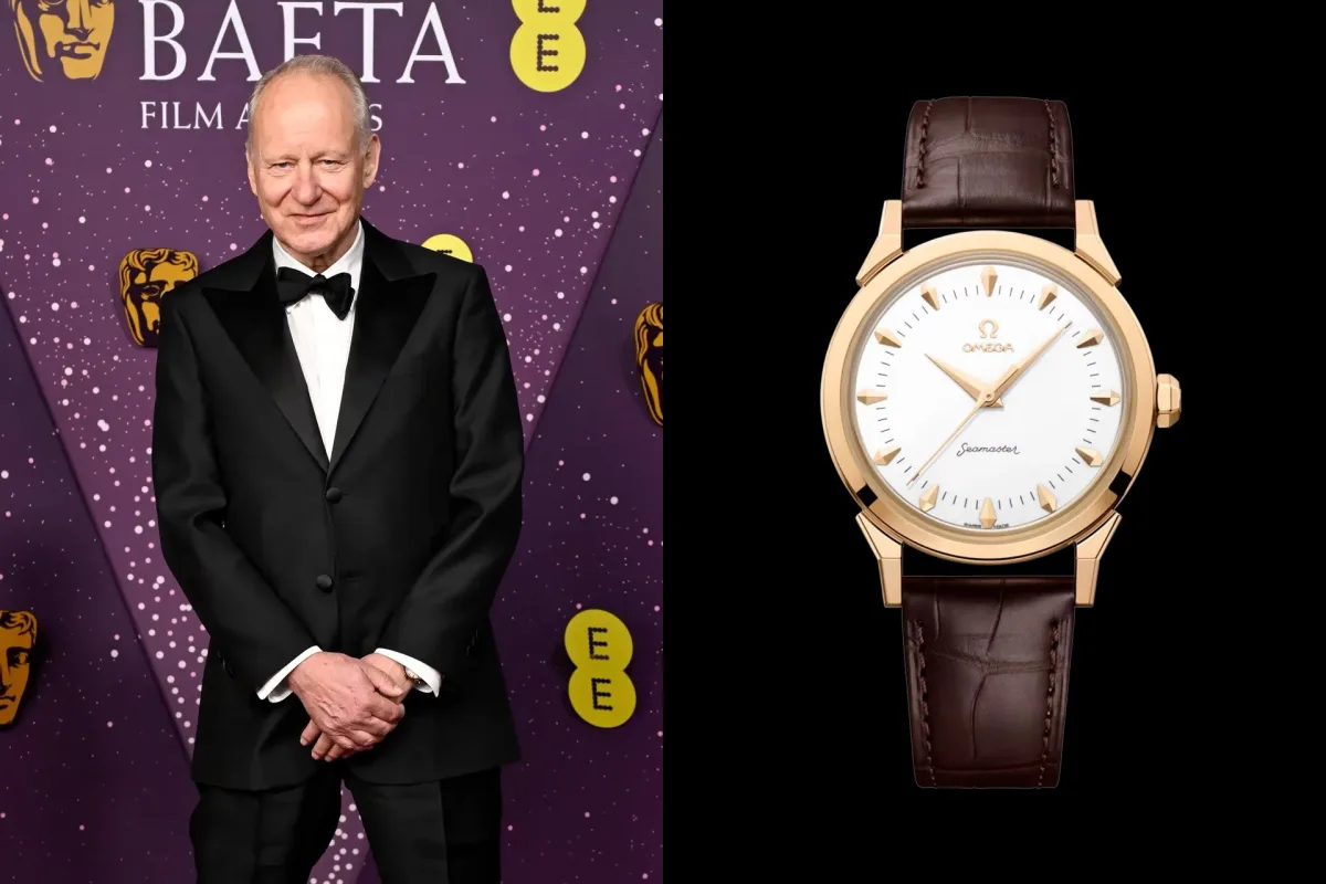Stellan Skarsgard wearing Omega Seamaster Milano Cortina 2026
