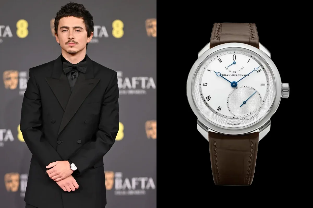Timothée Chalamet wearing Urban Jürgensen UJ-2