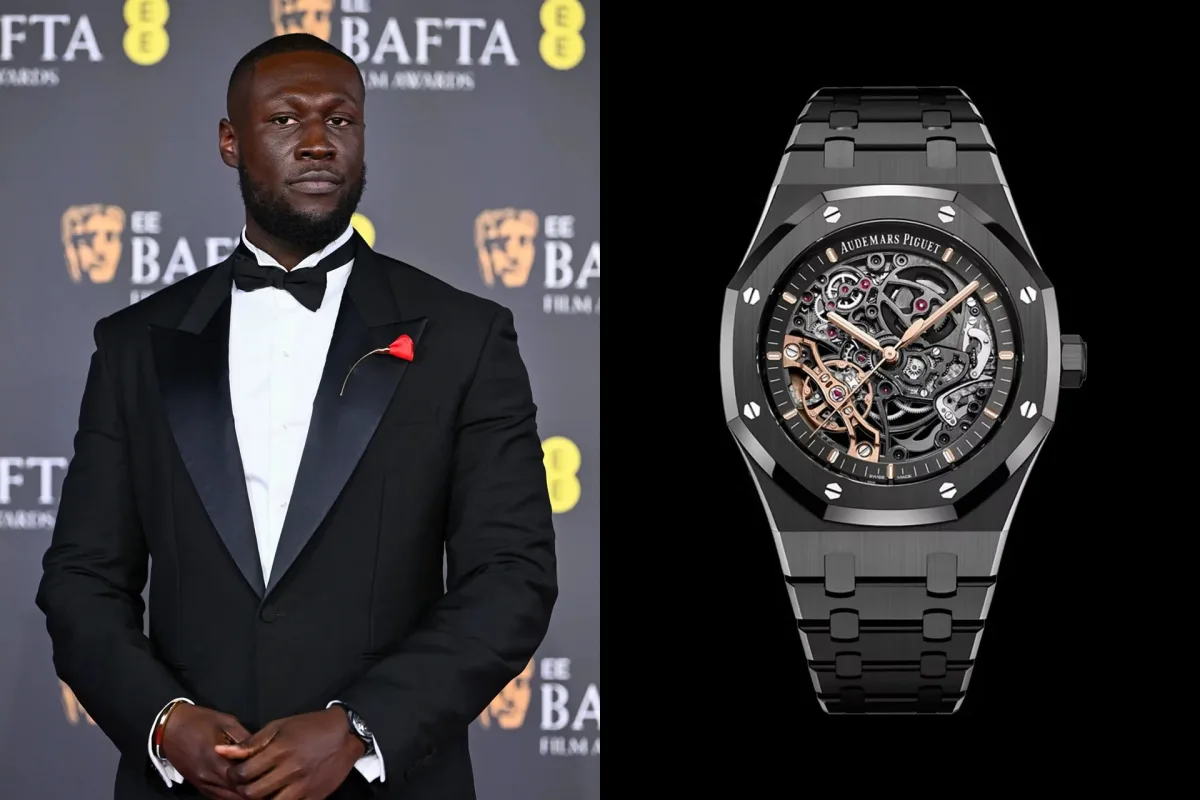 Stormzy wearing Audemars Piguet Royal Oak Double Balance Wheel Openworked