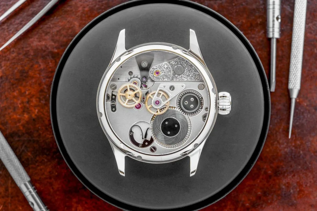 Garrick S3 Deadbeat Seconds watch with hand-brushed bridges