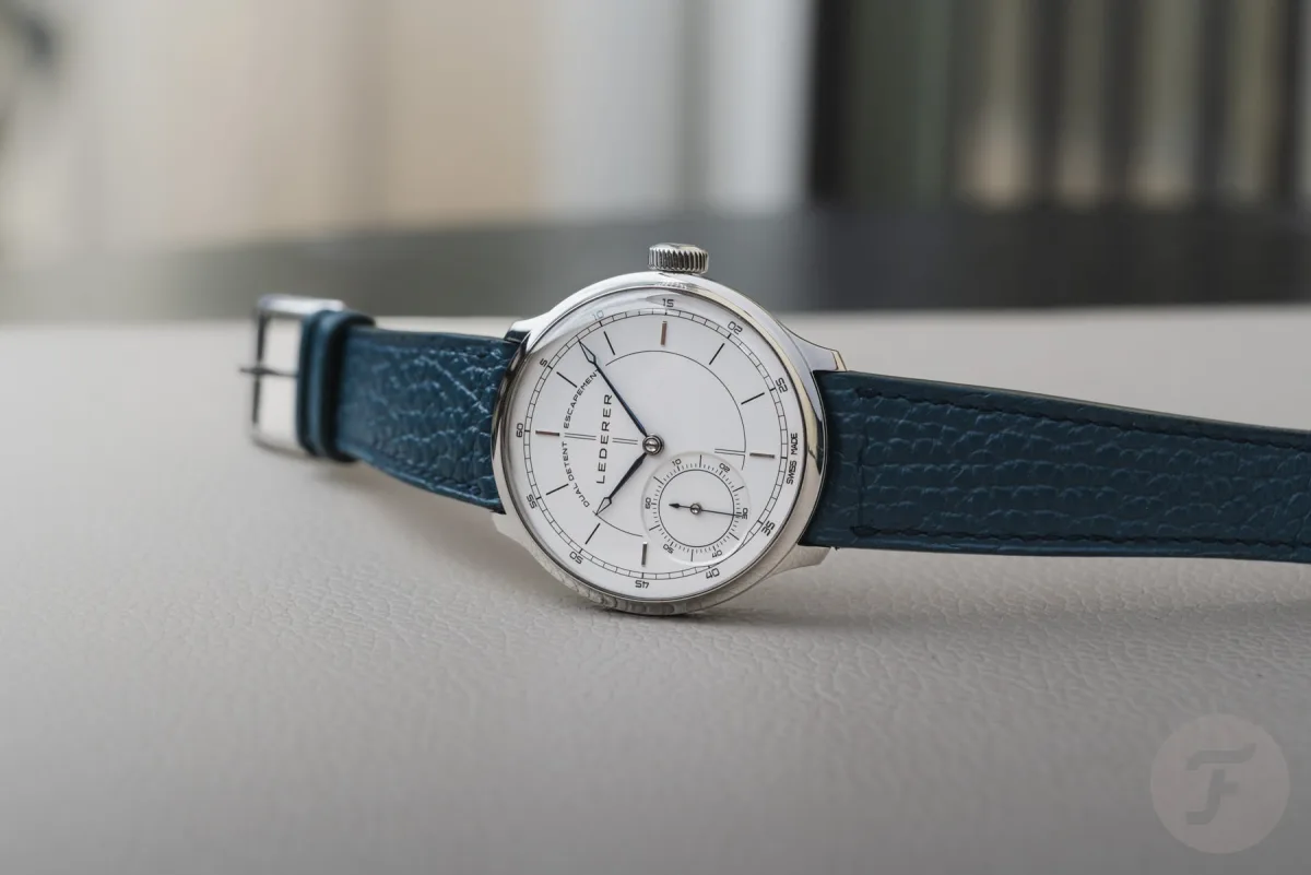 Close-up of Garrick S3 Deadbeat Seconds watch