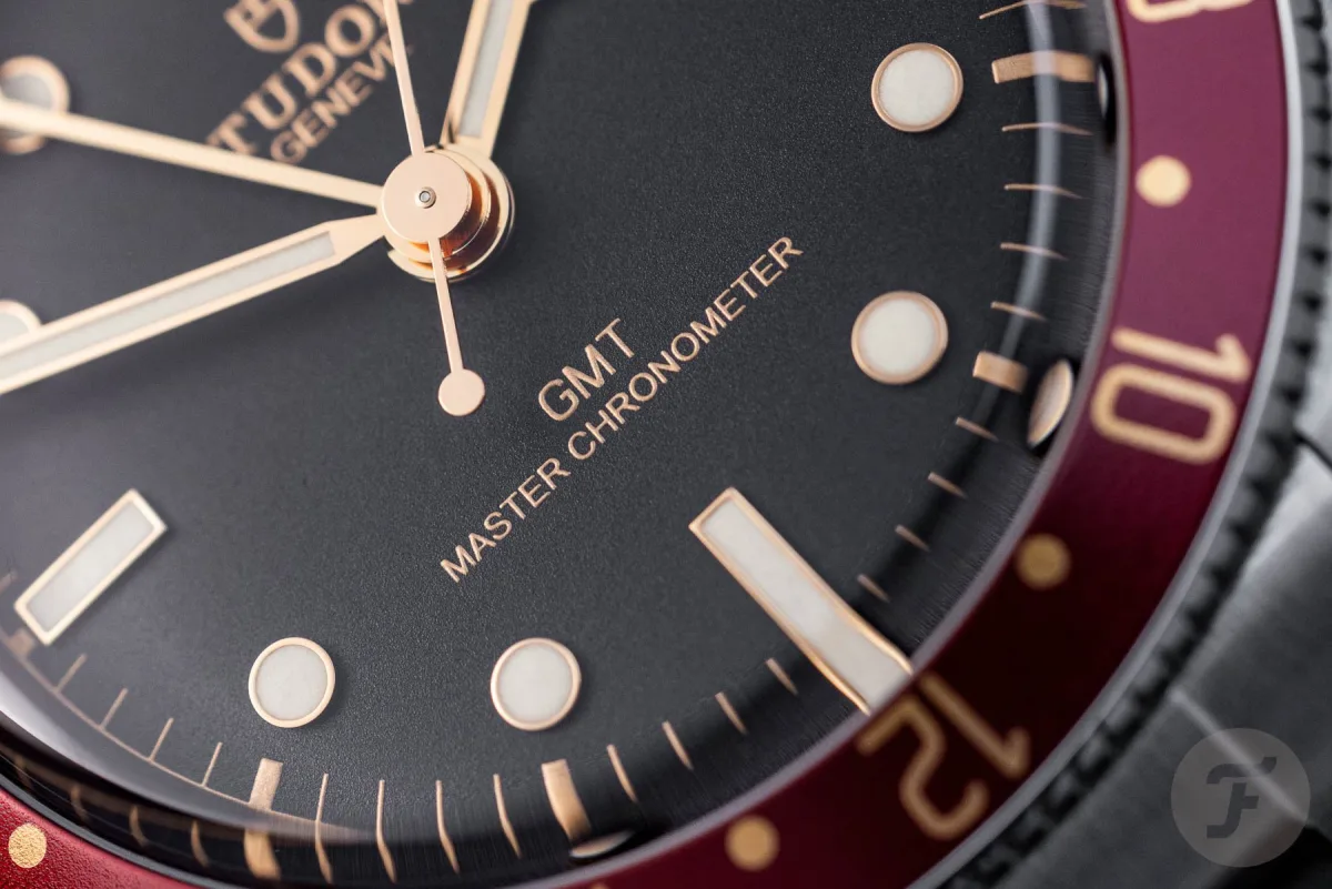 Close-up of Tudor Black Bay 58 GMT dial