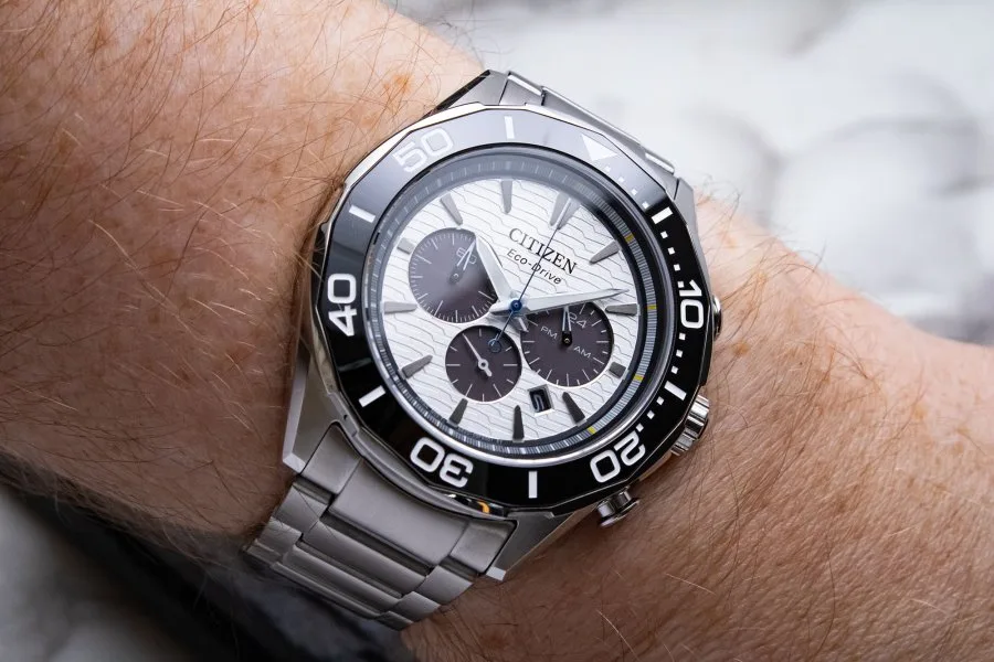 Back view of Citizen Endeavor Chrono with classic Citizen engraving