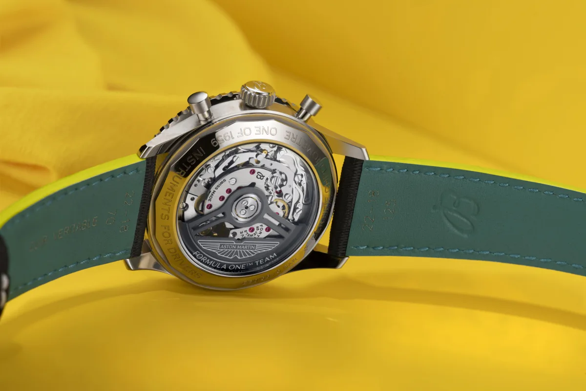 Sapphire case back showing Breitling 01 caliber