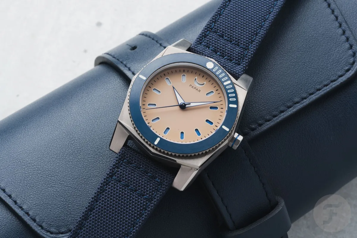 Papar Cenote dive watches in titanium and rose gold.