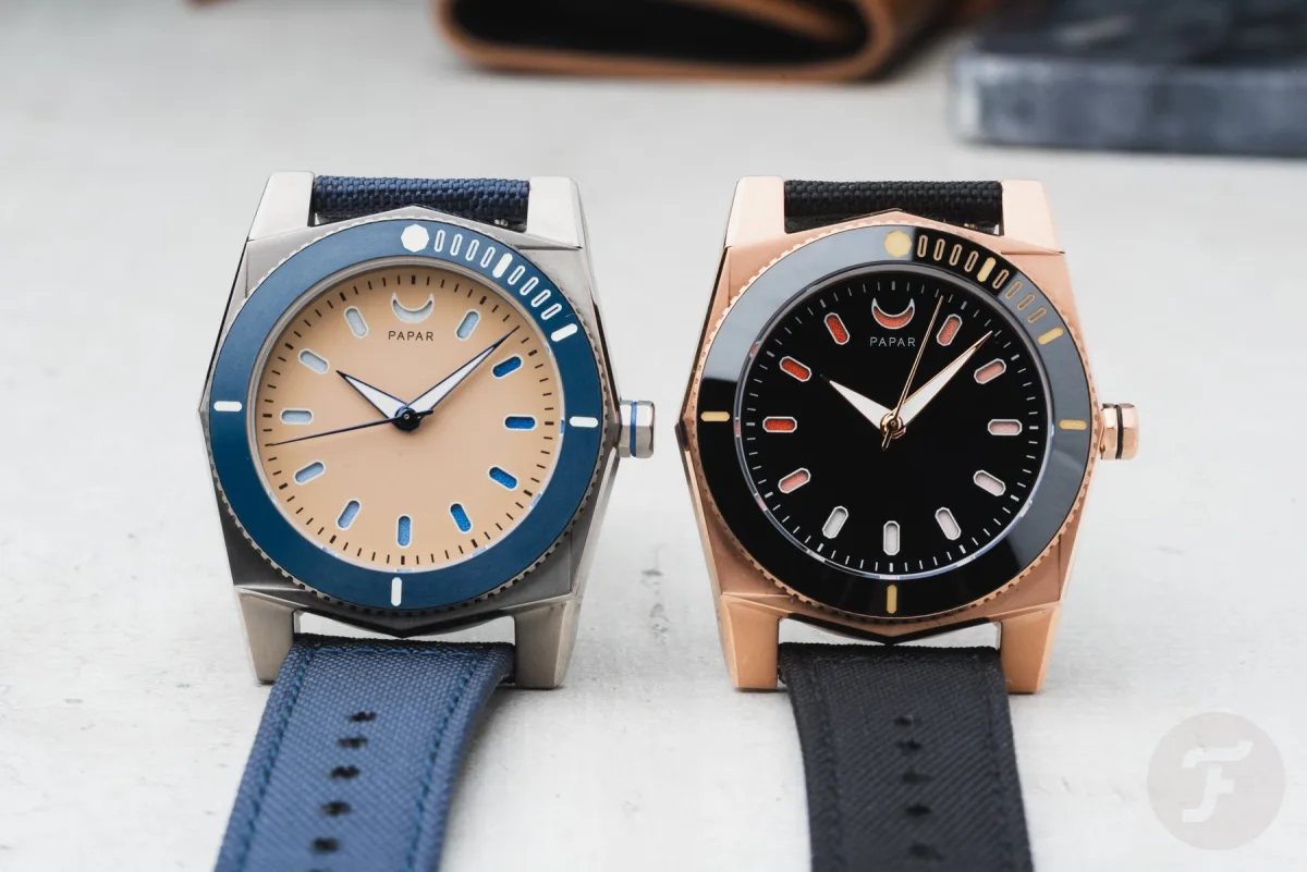 Luminous hands and bezel of Papar Cenote watch.