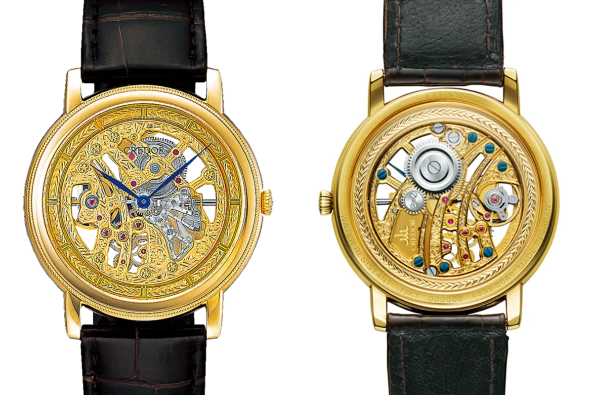 Credor GBBD986, skeletonized dial with gold case