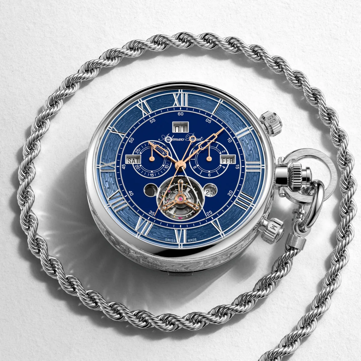 Handmade platinum chain for the pocket watch