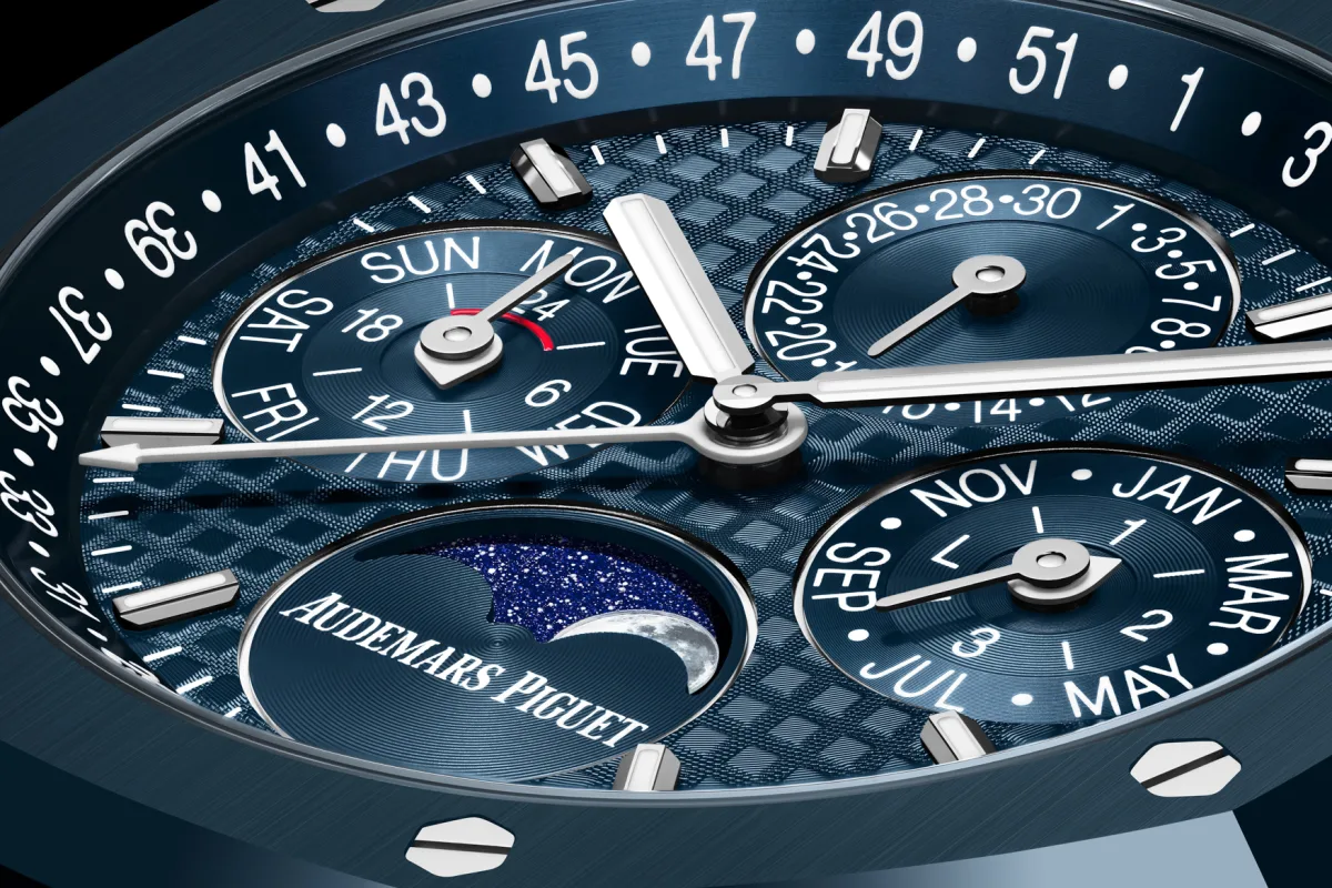 Blue Grande Tapisserie dial of Royal Oak Perpetual Calendar