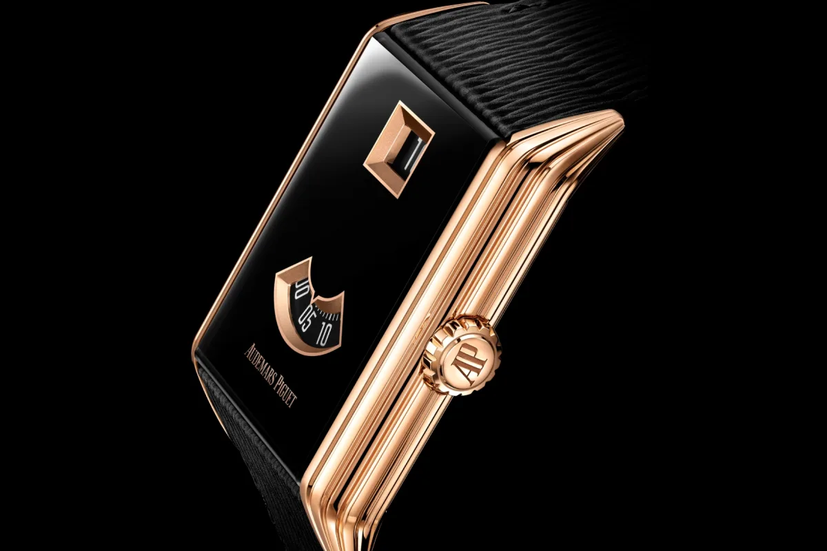 Close-up of Audemars Piguet Jumping Hour watch dial