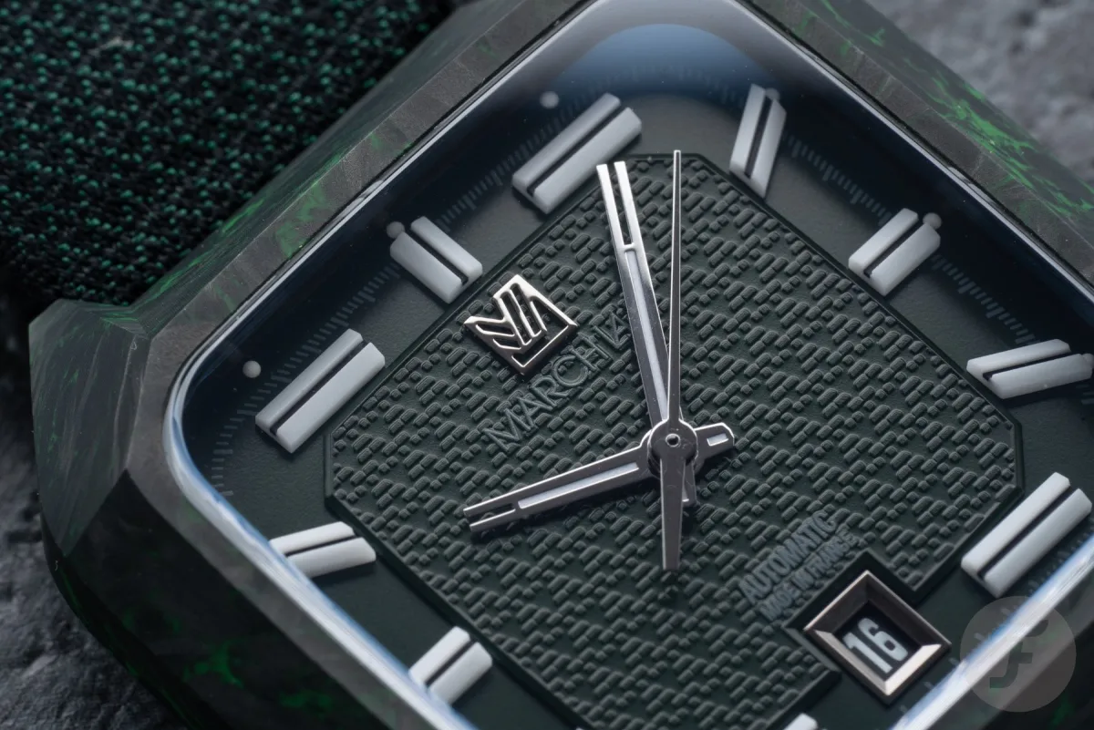 Dial of March LA.B AM2 Nyctalope Carbon with luminous markers