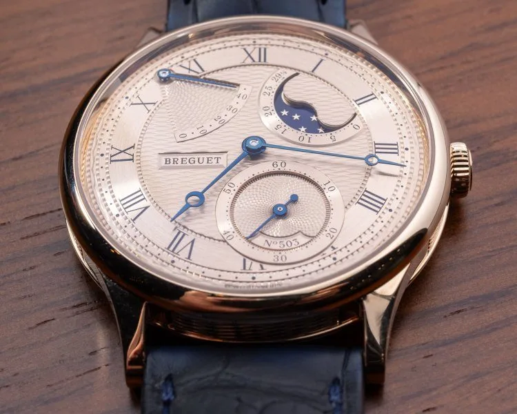Close-up of Breguet Classique Phase De Lune 7235 watch