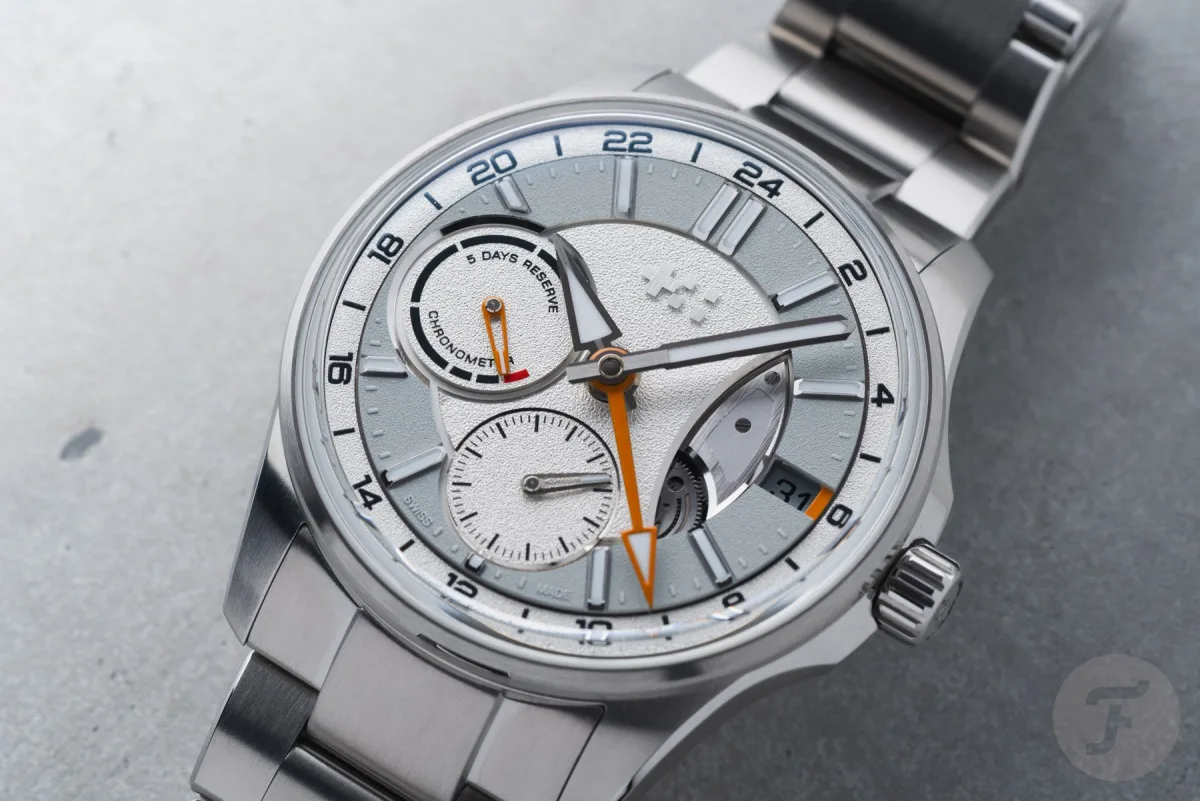 Christopher Ward C65 Dune GMT watch close-up