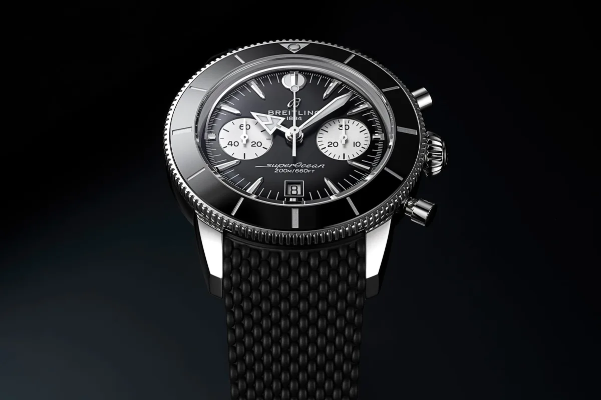 Breitling Superocean Heritage B01 Chronograph 42 side view showing crown and buttons