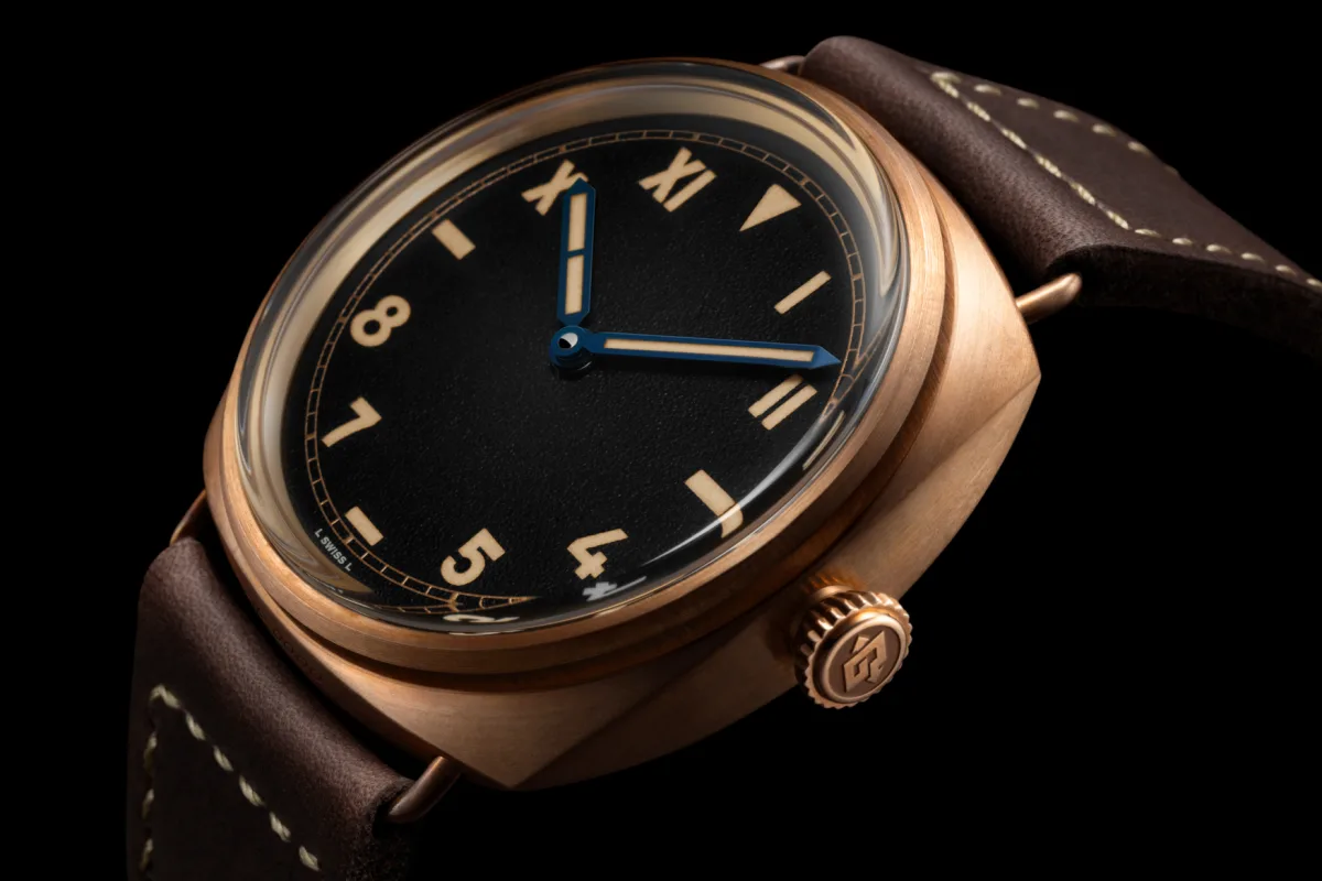 Close-up of Panerai Radiomir watch dial with California design
