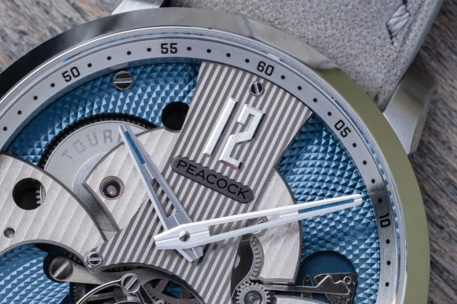 Tourbillon detail on Peacock Witness