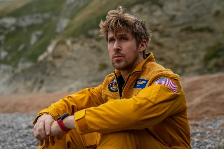 Ryan Gosling in character as Ryland Grace