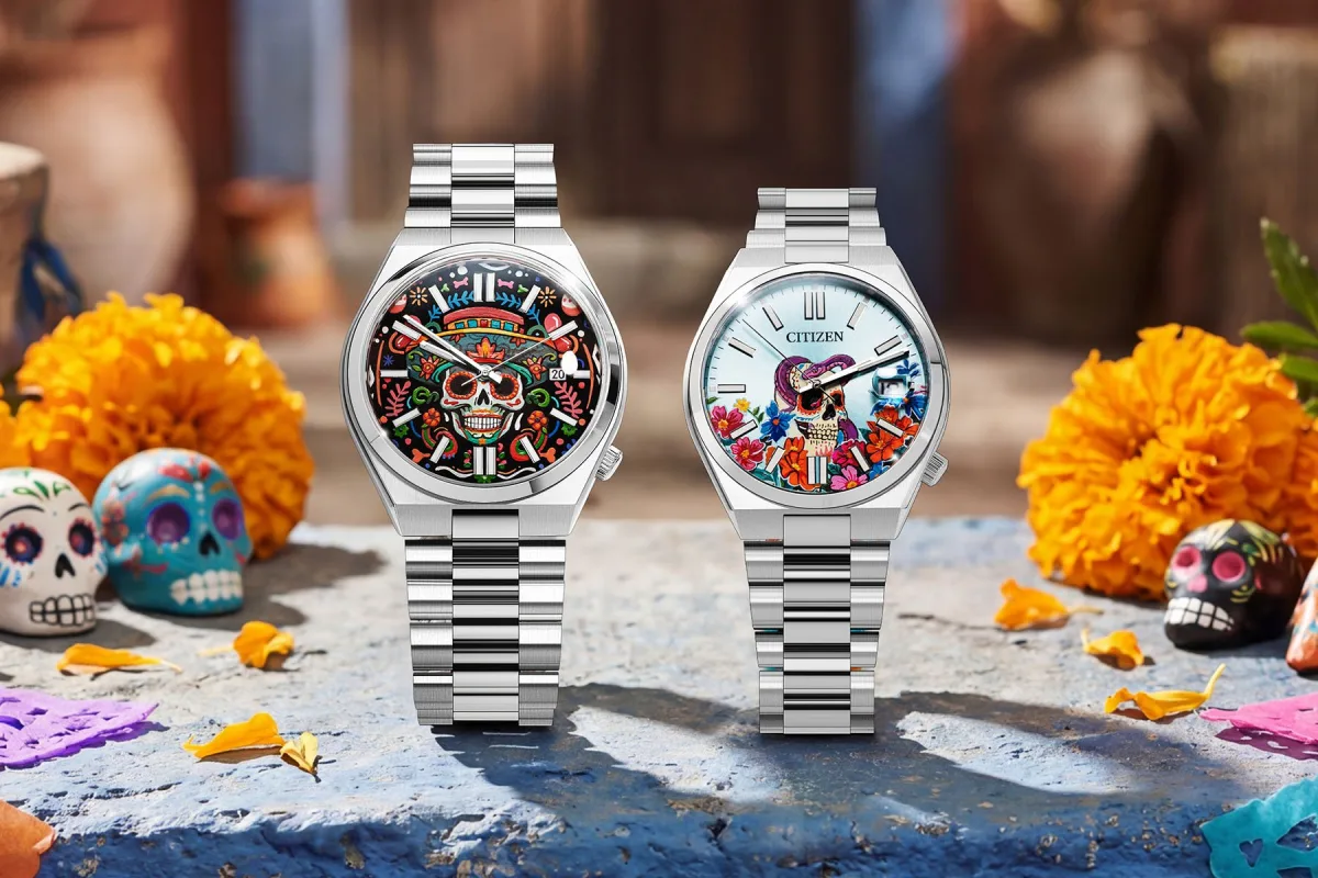 Both models of Citizen Tsuyosa Calavera watches displayed