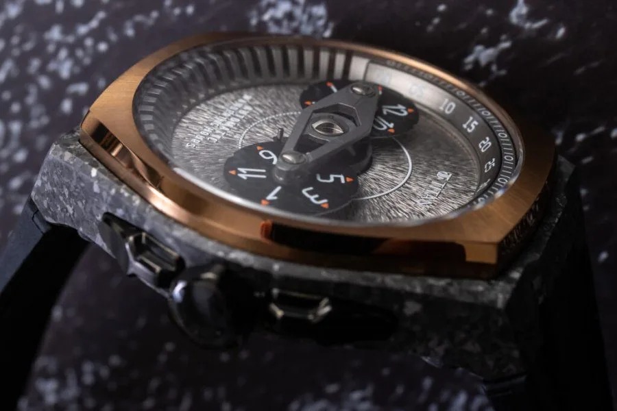 Close-up of Titan Stellar Wandering Hour Automatic watch face