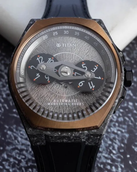 Titan Stellar Wandering Hour Automatic with bronze bezel design