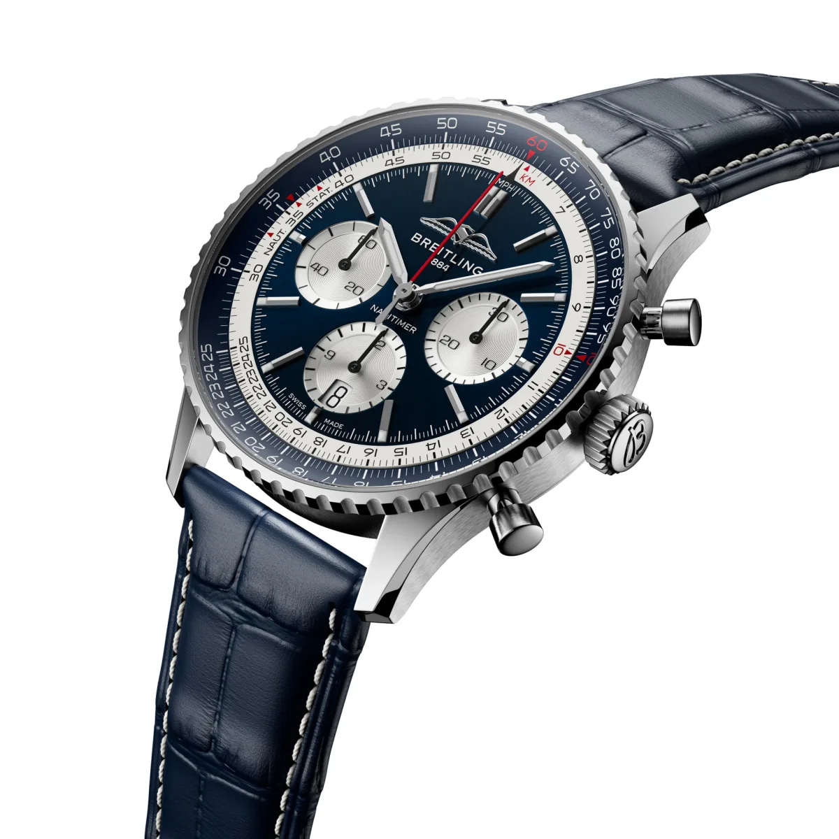 Breitling Navitimer B01 with blue dial and white counters