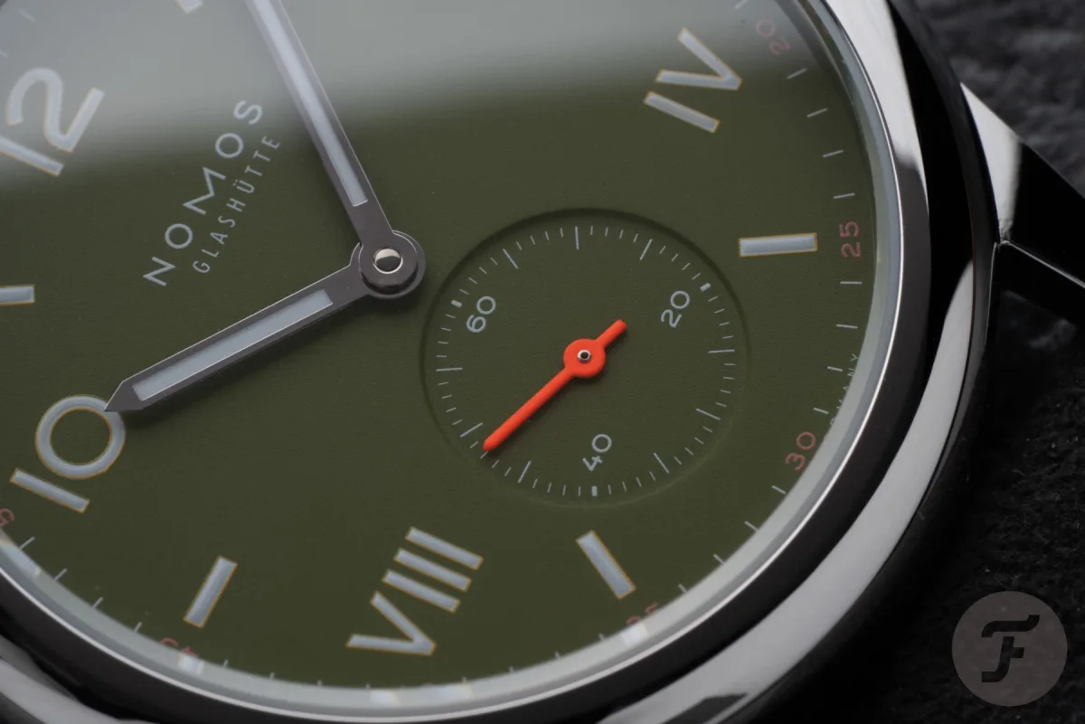 Nomos watch with sapphire case back