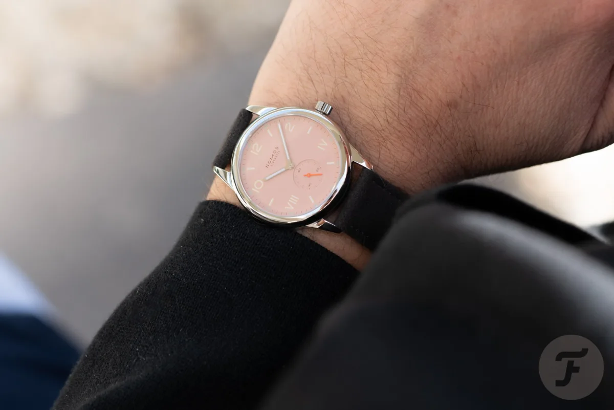 Nomos Club Campus Full Rose on wrist