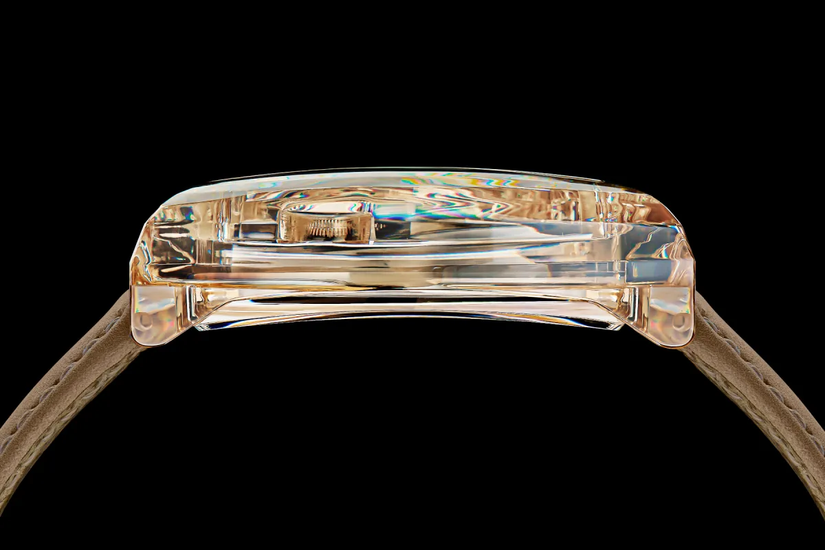 ArtyA Purity Moissanite Curvy Tourbillon watch display