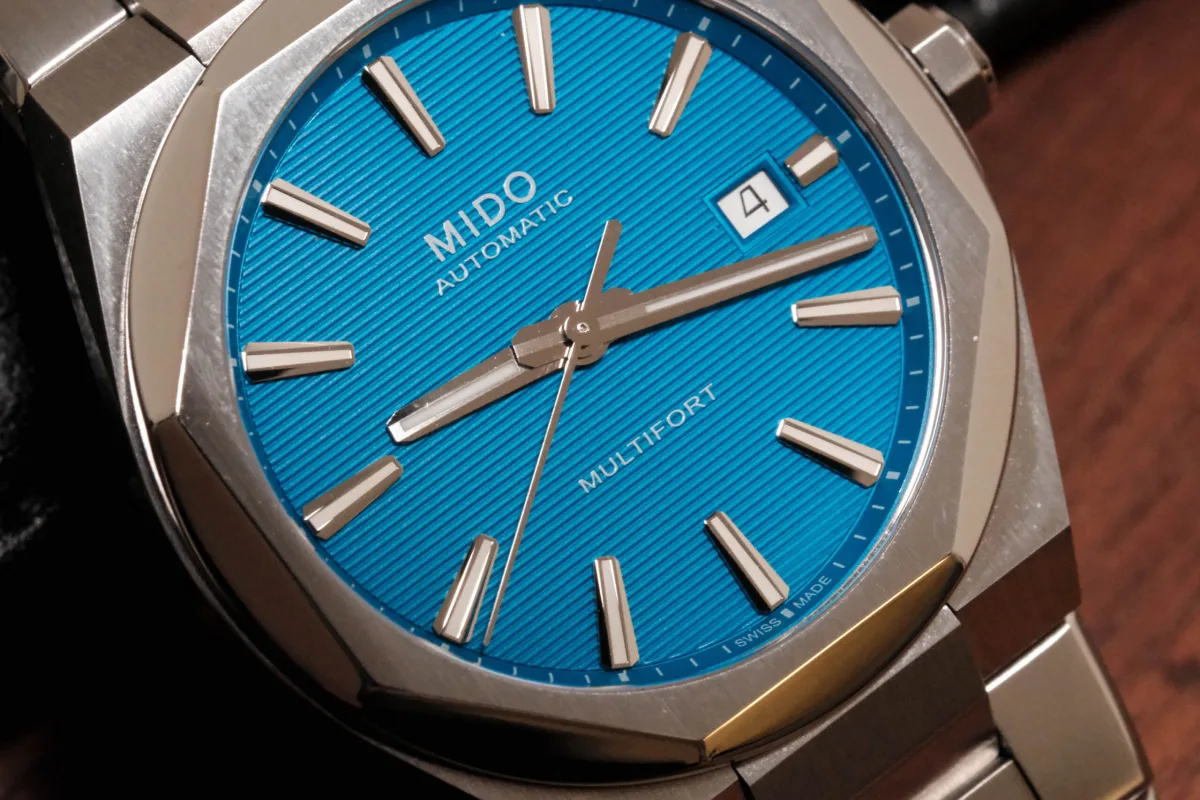 Textured dial of the Mido Multifort 8 One Crown
