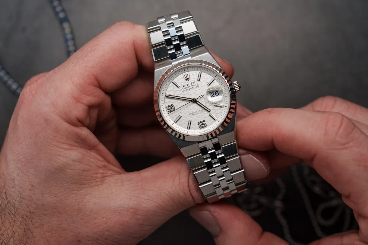 Overall look of Rolex Land-Dweller 36 on wrist
