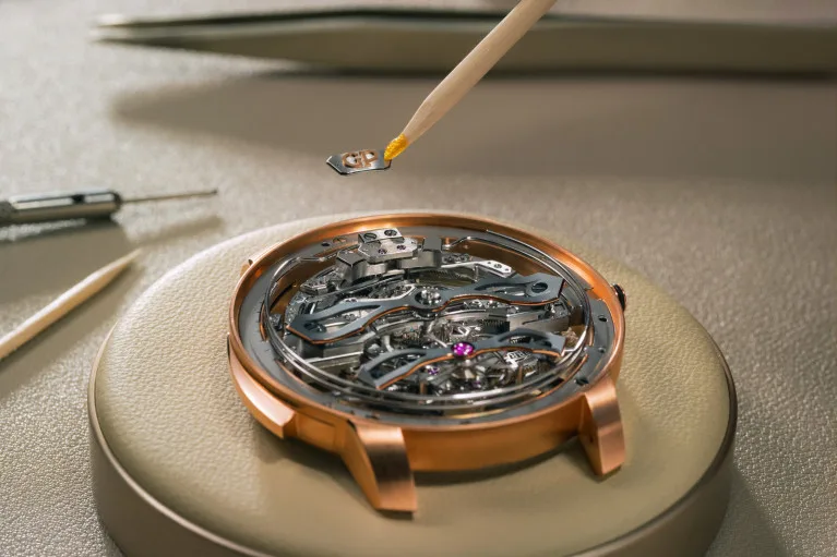 Titanium plate and bridges in Girard-Perregaux watch
